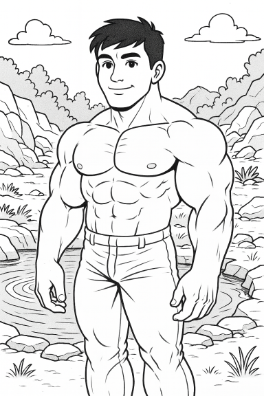 Bare chested bear - coloring book