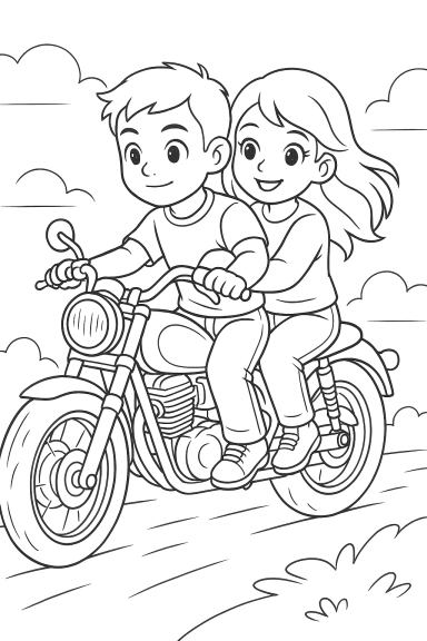 ChibiStyle Colton and Lorelei on a motorcycle